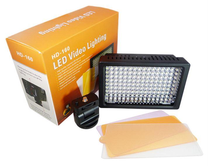 160 LED Video Light for Camera DV Camcorder Canon Nikon Sony Lightning Kamera HD-160 Lighting Lampu Pencahayaan Penarangan Aksesoris Kamera Aksi Perlengkapan Studio Foto Equipment Fotografi Photograph Lamp - Black