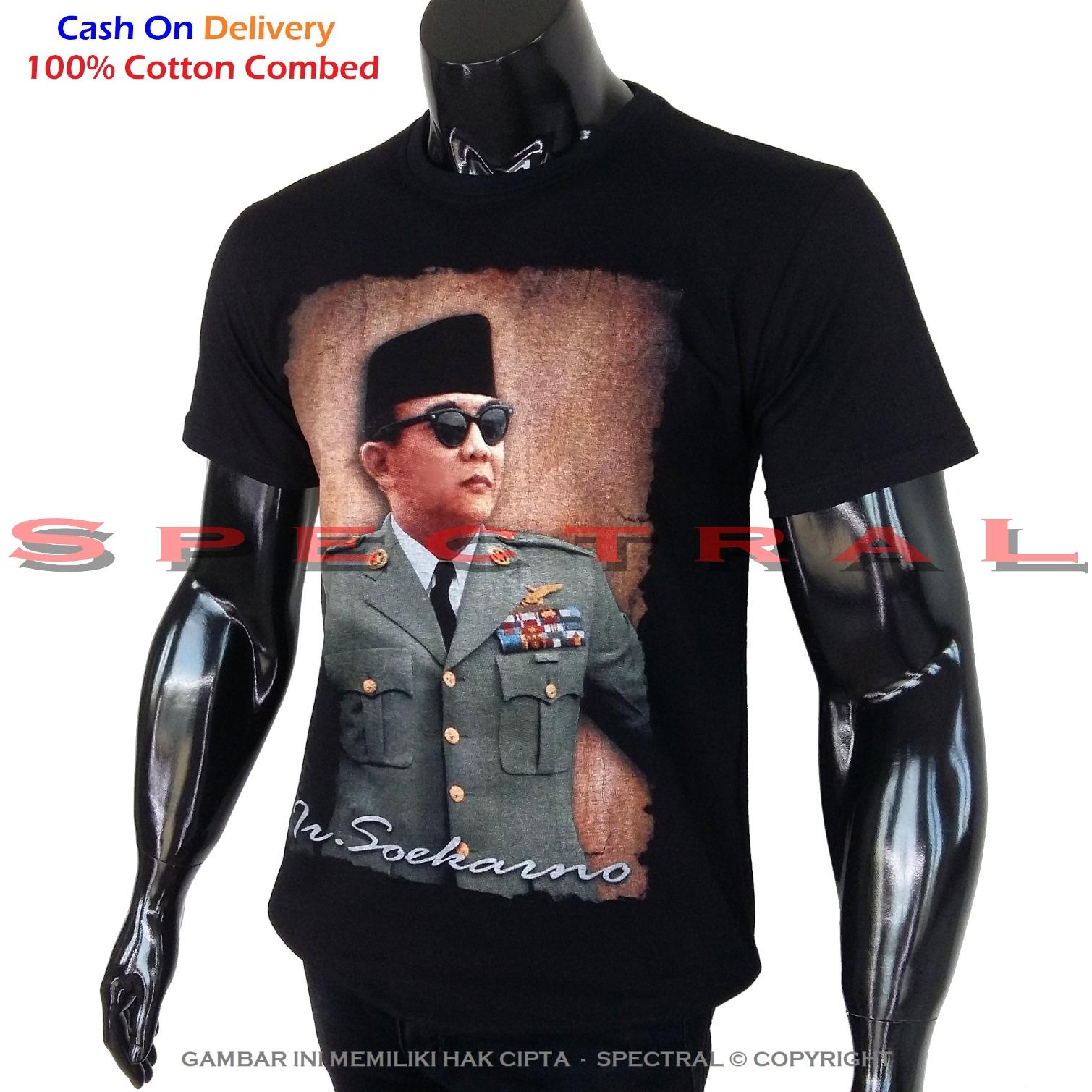 Spectral - Black Premium Cotton - Kaos Presiden Soekarno - Pure Cotton Combed 30s - Almarhum Pahlawan - Real Pic - Ready Stock - Jakarta - Distro Bandung - Keren - Bahan Bagus - Lembut - Nyaman - Adem - Awet - Simple Fashion - Lazada Express - Hitam