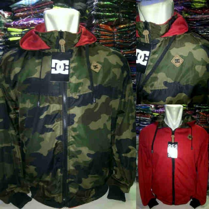 DISKON jaket Dc Bolak balik loreng merah TERMURAH