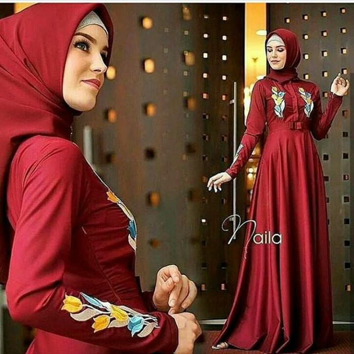 Gamis Bordir NAILA DRESS Baju Muslim Bandung