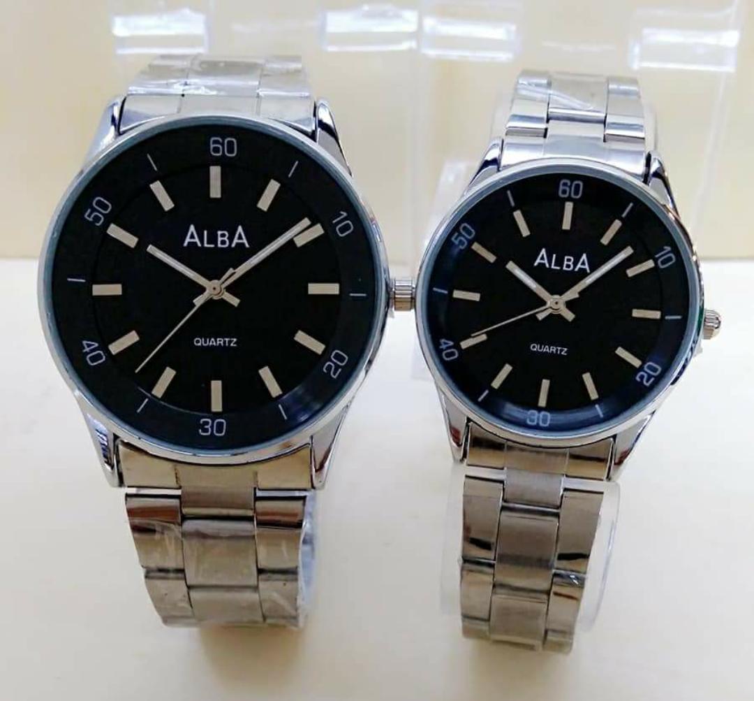 Jam Tangan alba Couple - Pria & Wanita - Tali Rantai Stainless Steel - Terbaru