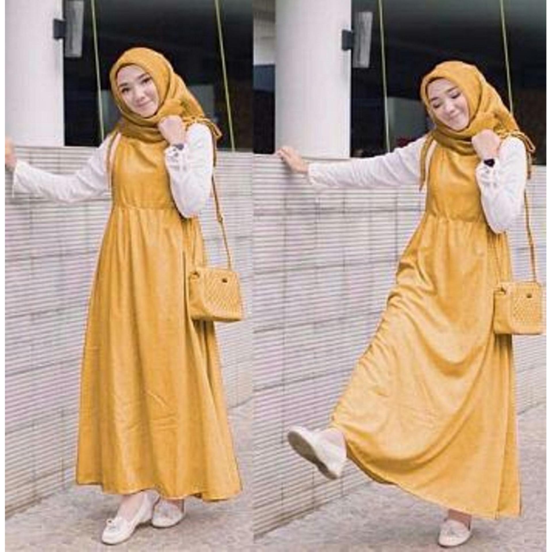 DIONISIA Overall Maxi Dress Muslim Wanita Gamis Terbaru Lengan Panjang Pashmina WAKANDA