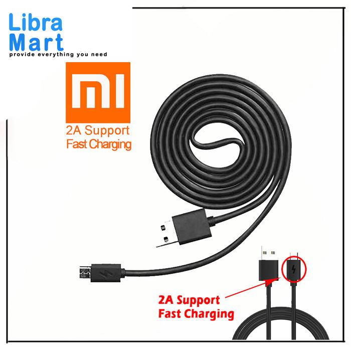Kabel Data Xiaomi 2A Micro USB Support Fast Charging - Original