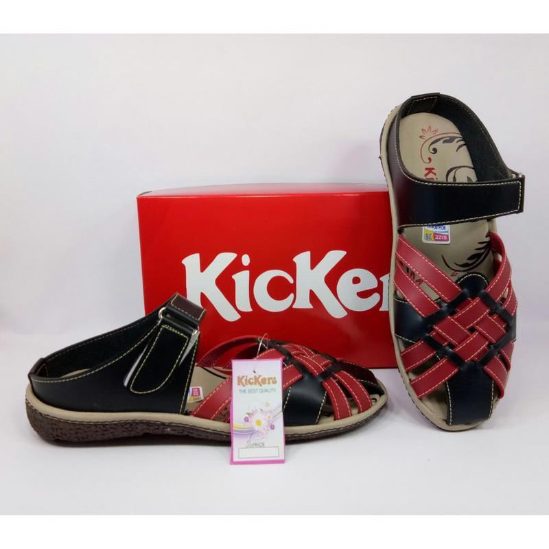 Sandal Wanita Kickers Kode MK-16 Black Red Original Murah