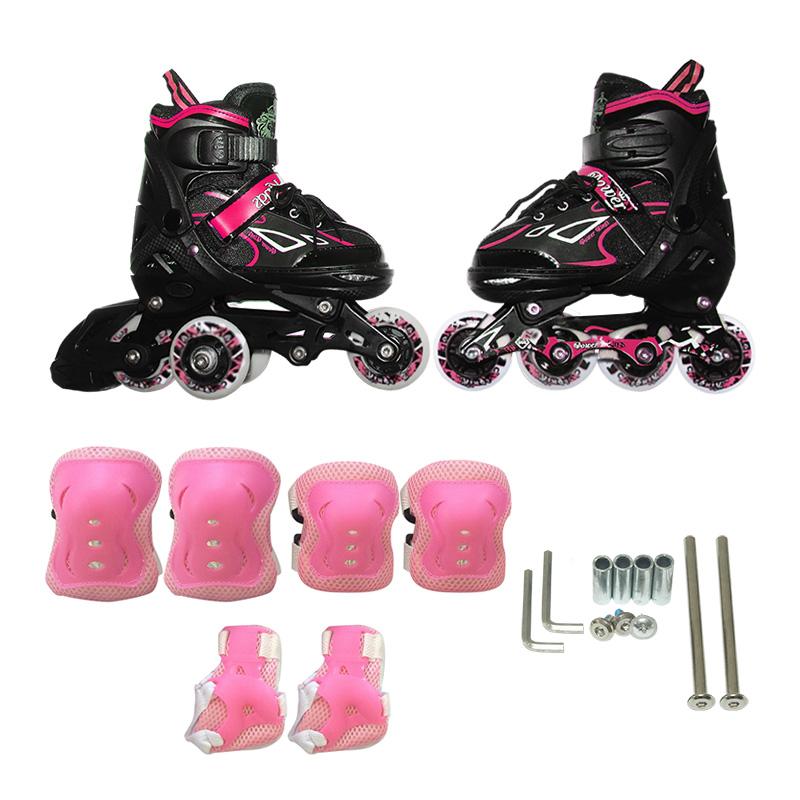 EELIC SER-PK6DEK Sepatu Roda Multifungsi Ukuran S Untuk Anak-Anak Sepatu Bahan ABS Dan Roda Bahan PU Dilengkapi Dengan Deker Pelindung Set Casing Bahan PE Berkualitas Cocok Untuk Pemula Dan Profesional