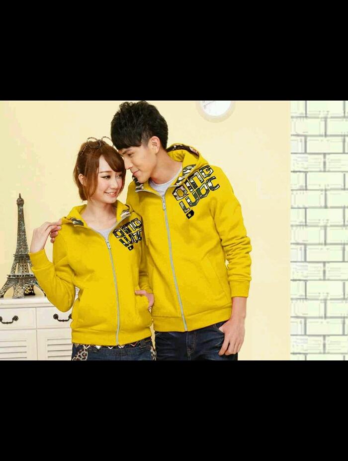 JAKET HODIE COUPLE BEST SELLER / JAKET HODIE PASANGAN QING ARMY WARNA KUNING (HARGA UNTUK 2PC)