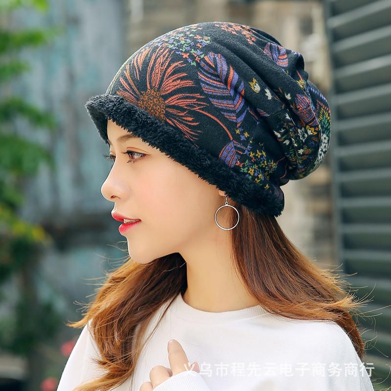 Womens Ethnic Cotton Beanie Hat Vintage 