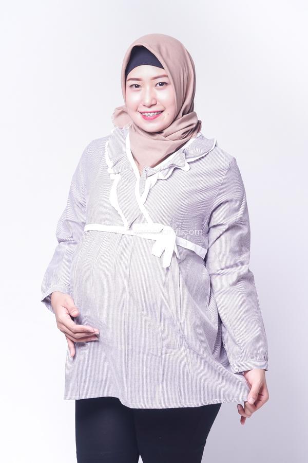 Blouse Hamil Menyusui Salur Kimono Pita / Baju JUMBO / BIG SIZE / Atasan Hamil / Kemeja Hamil / Kemeja / Baju Murah / Celana Hamil / Ibu Hamil Menyusui / Baju Hamil Kantor .