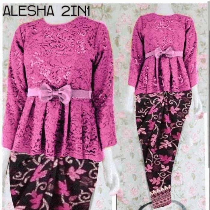 Alesha set kebaya modern brokat + rok lilit batik LUXURY ETNIK