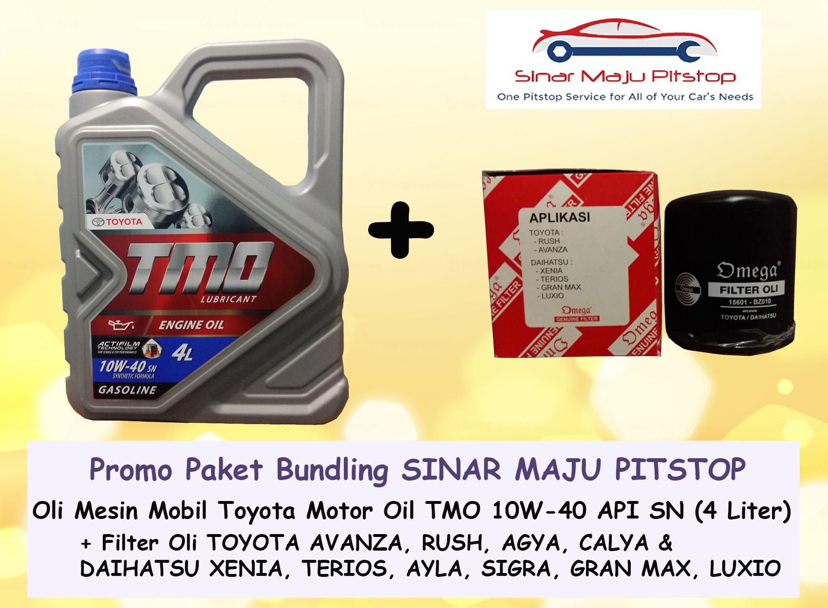 Paket Bundling Oli Mobil Toyota Motor Oil TMO 10W-40 API SN Galon 4 Liter & Filter Oli TOYOTA AVANZA & RUSH & DAIHATSU XENIA & TERIOS & LUXIO