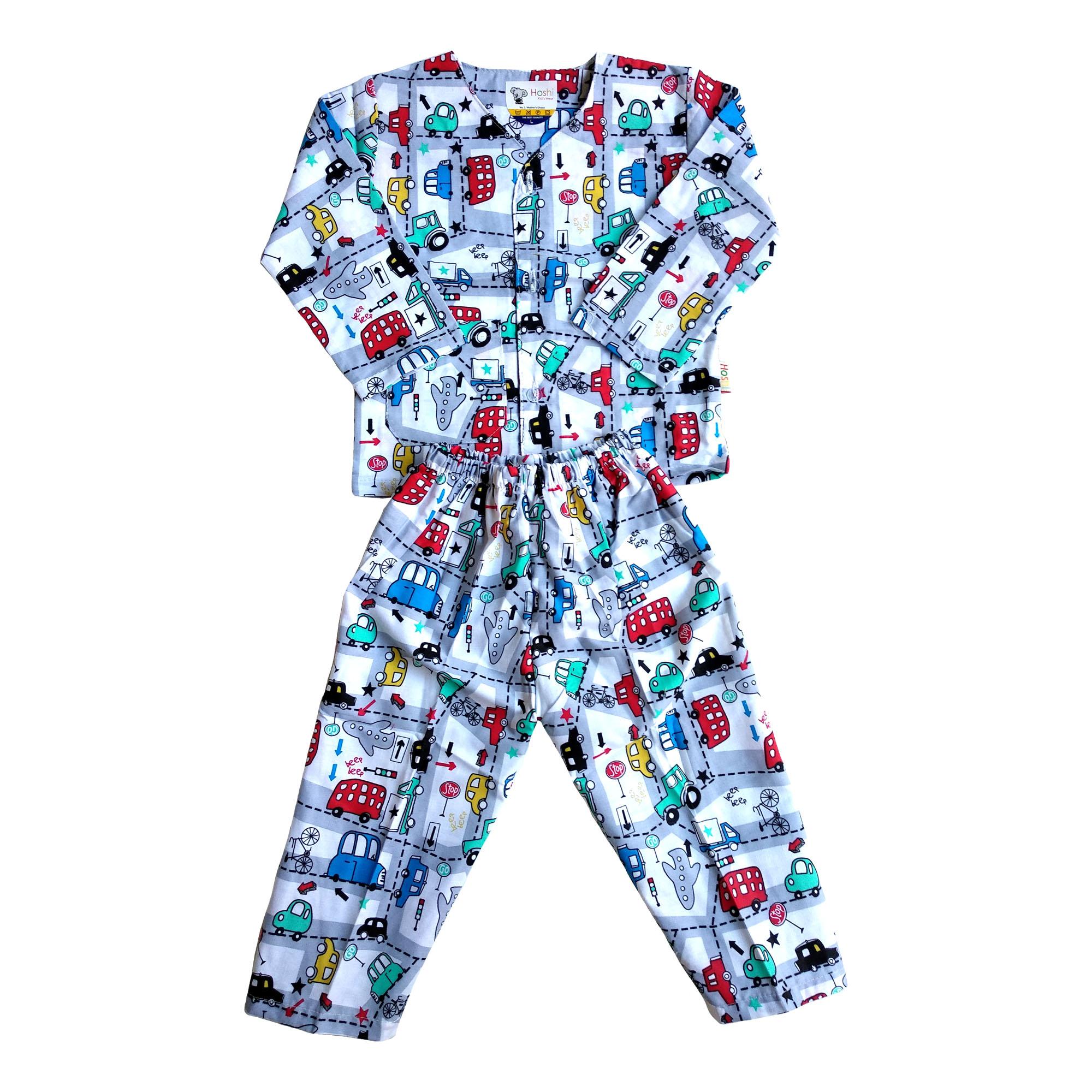 Fio Online - Hoshi - Piyama - Baju Tidur Setelan - Usia 6 sampai 12 bulan - motif Transport Mobil