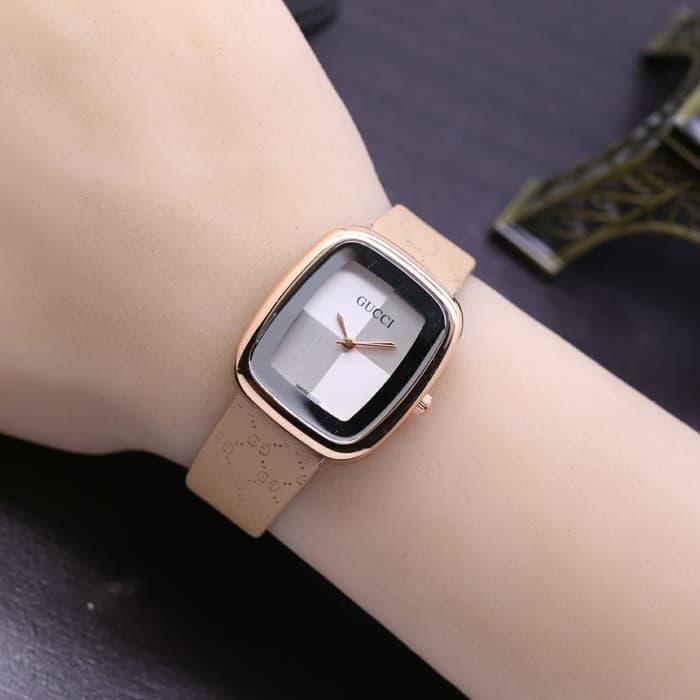 Jam Tangan Wanita / Cewek Murah Gucci Mini Leather Cream