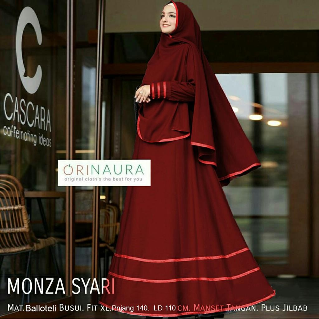 Maxi Mona Syari List Pita Velvet / Gamis Syari / Maxi Anak Muda Gaul (White)