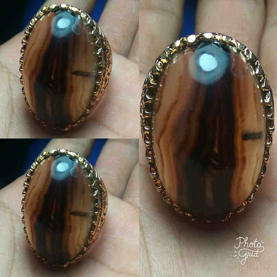 Batu Cincin Akik Motif Kantong Semar Coklat Legit