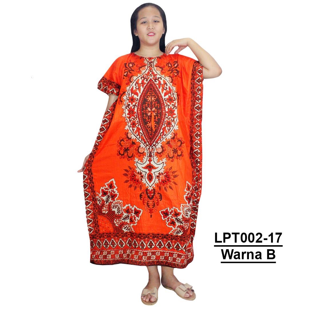 Dress Santai Jumbo, Pakaian Wanita Panjang, Model Kalong, Batik Leher O ( LPT002-17 ) Batik Alhadi