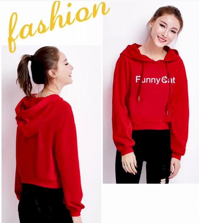 Barakah Jaket Wanita / Fashion Wanita / Hoodie Wanita / DELLA PRINT Sweater Crop Hoodie Fashion Basic Wanita