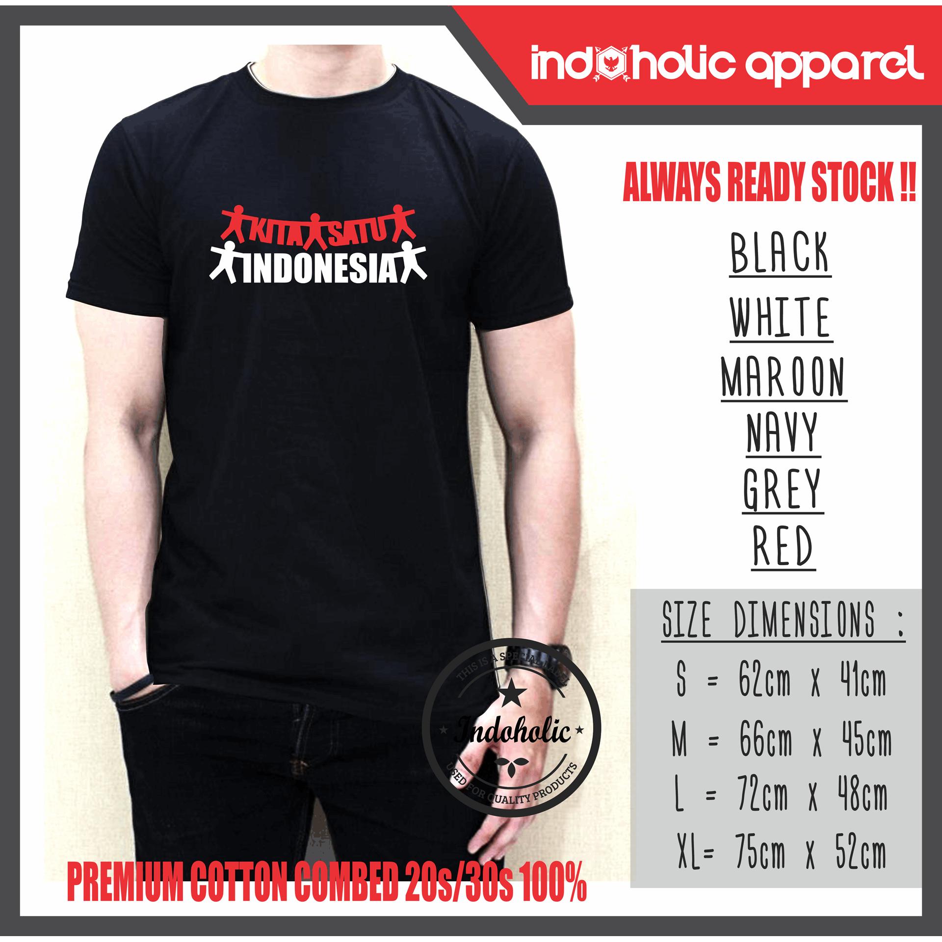 Indoholic Apparel Kaos Distro Kita Satu Indonesia Baju Pria Bandung Lengan Tangan Pendek Raglan Reglan Muslim Moslem Premium Lebaran Gildan Murah Keren Wanita Anime