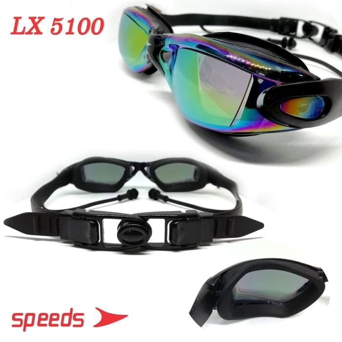 Kacamata Renang Dewasa Speeds LX 5100 Mirrored Anti Fog UV + Earplug