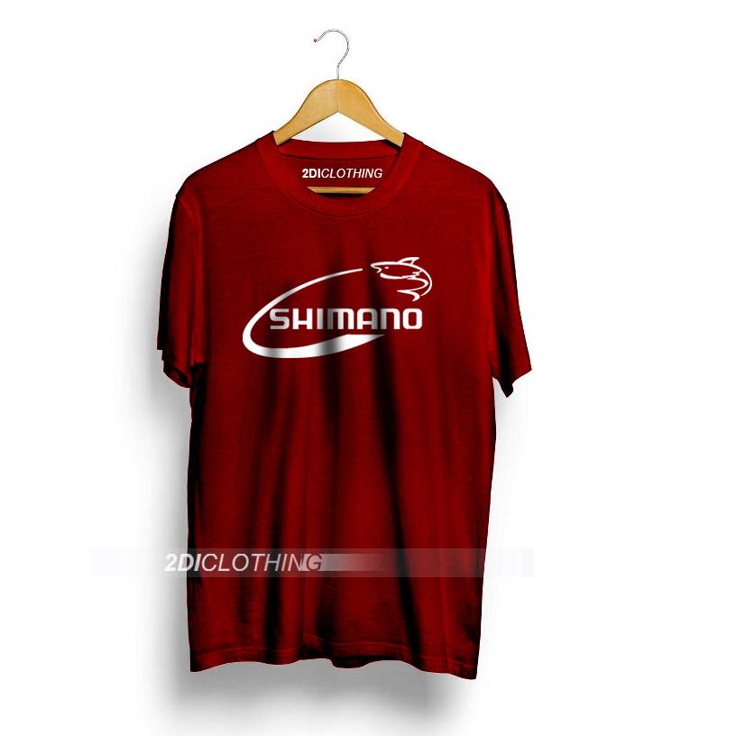 Kaos distro shimano mancing mania maroon premium