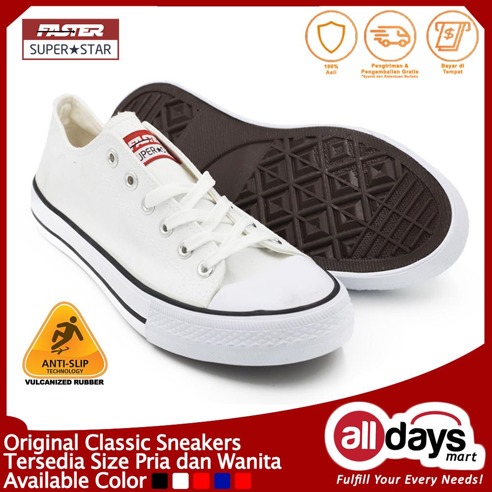 Faster Sepatu Sneakers Casual Kanvas Pria 1603-01 - Putih 40-45