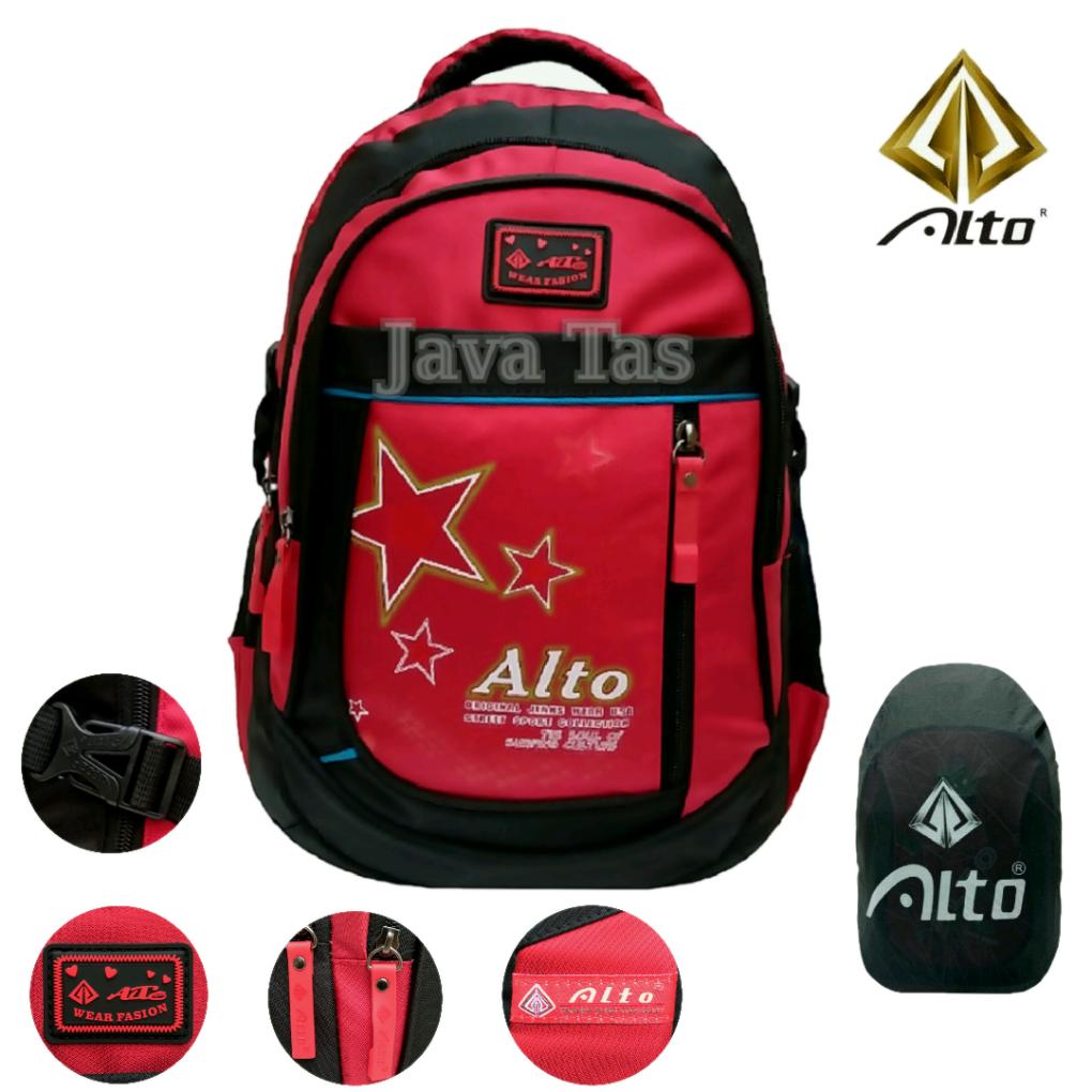 Java Tas Ransel Alto Tas Pria Tas Wanita Tas Ransel Pria Tas Ransel Wanita Tas Ransel Anak Tas Anak Tas Laptop Tas Punggung Tas Outdoor Tas Hangout Tas Kerja Tas Kuliah Tas Sekolah Red + Waterproof Raincover