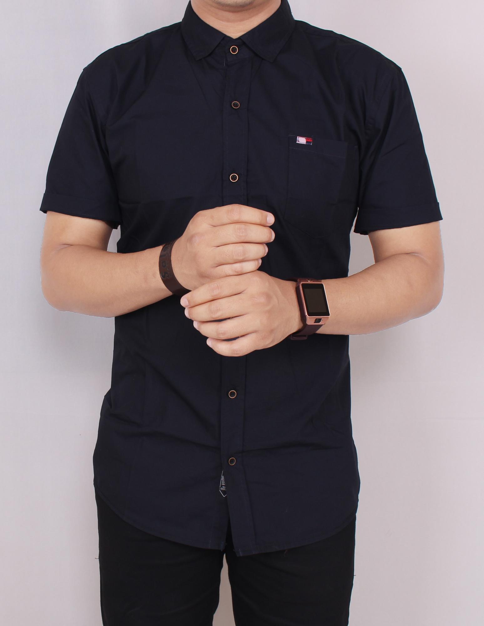 Zoeystore1 5574 Kemeja Polos Pria Lengan Pendek Exclusive Baju Kemeja Polos Cowok Kerja Kantoran Formal Baju Kemeja Polos Hitam Casual
