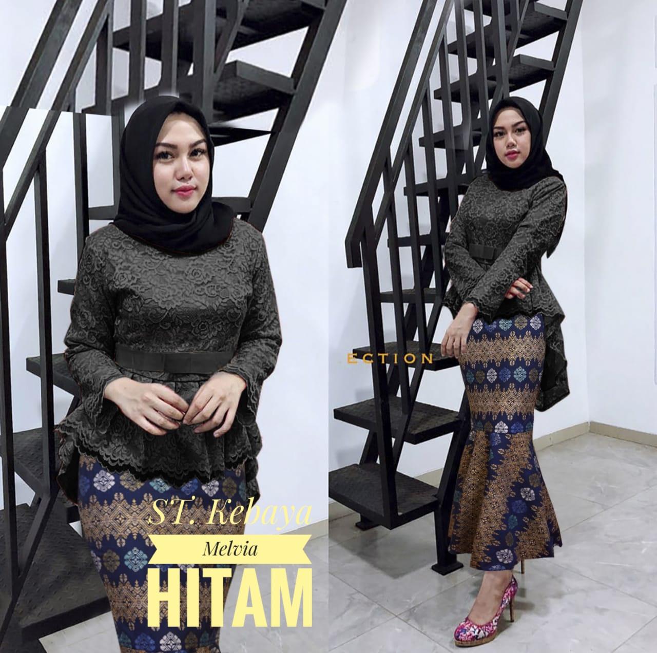 KEBAYA MODEREN / KEBAYA PESTA / ROK DUYUNG MURAH / KEBAYA MUSLIMAH / KEBAYA BRUKAT MURAH MELVIA HITAM