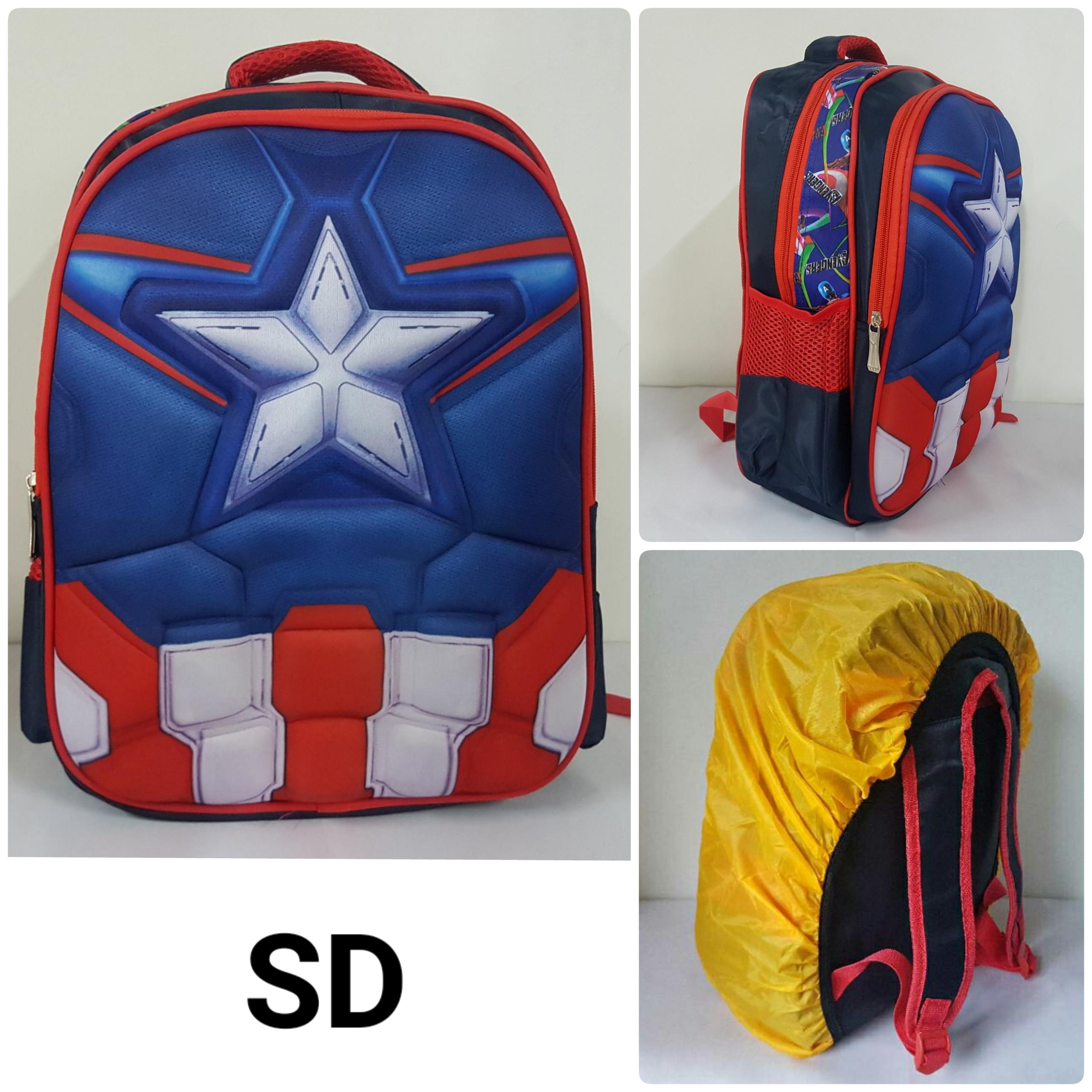 Ransel SD Captain America Otot Backpack Avengers Tas Sekolah Import 3D Timbul