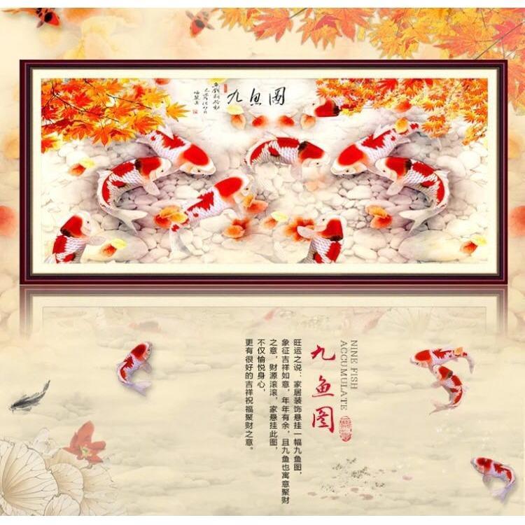 Onemarkets DIY 5D Diamond Painting Lukisan Kerajinan 9 koi maple 150x60cm- D02B