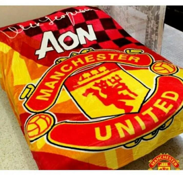 Selimut Motif Bola Manchester United 3D Kualitas Import ukr 150x200