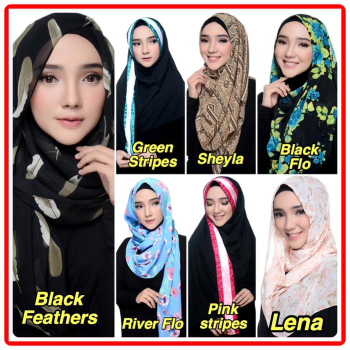 PROMO kerudung motif / jilbab motif / pashmina motif (bukan jilbab instan) TERBARU