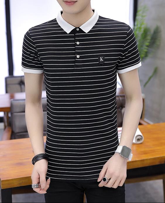 SENDY SALUR LENGAN PENDEK KERAH POLO KAOS SANTAI TSHIRT HITAM PUTIH