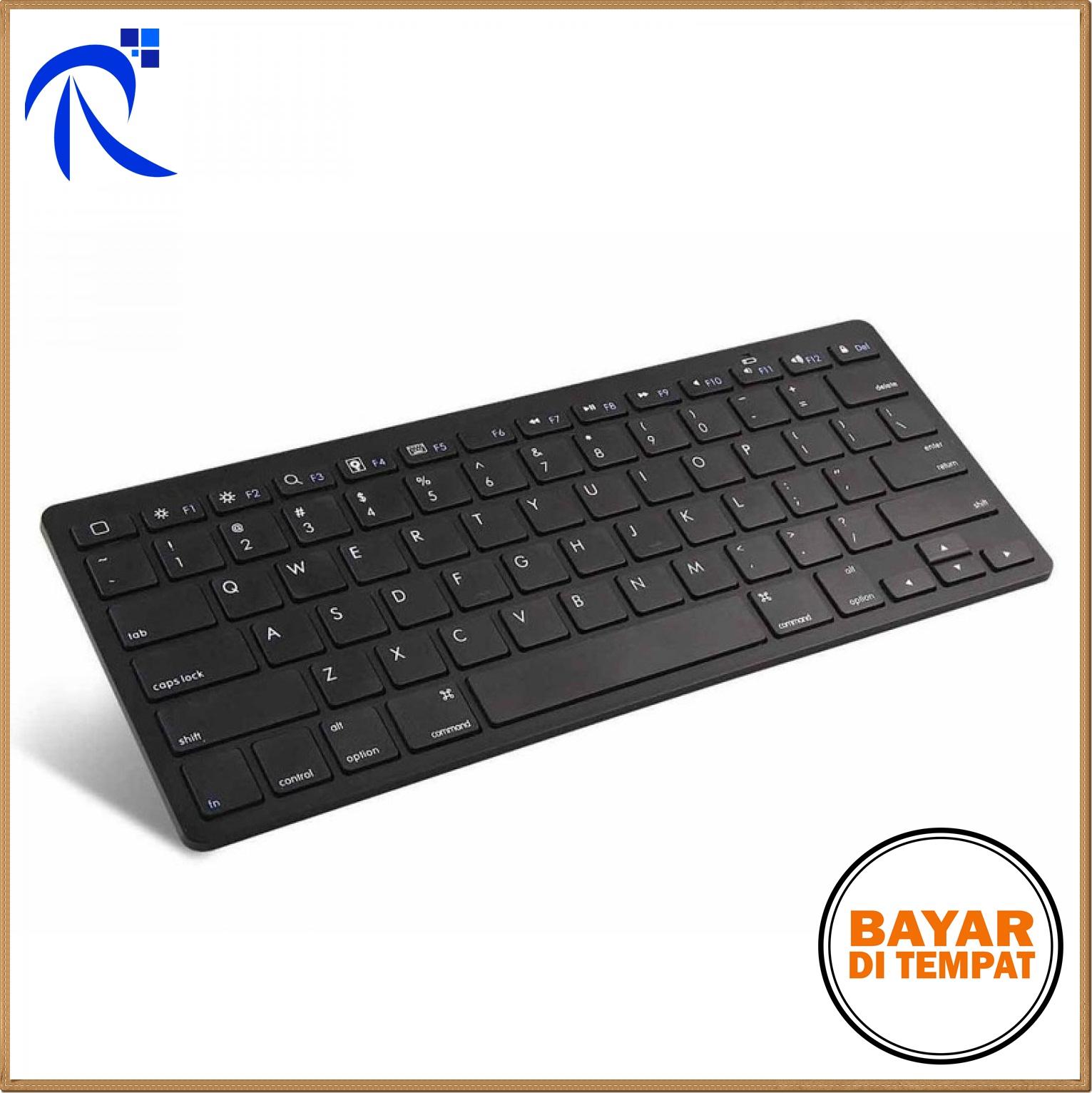 Rimas Ultra Slim Bluetooth Keyboard iOS Android PC - Hitam / Black - Desain Tipis Modern Koneksi Bluetooth Berbagai Gadget Teknologi Switch Scissors Mengetik Lebih Nyaman Akurat Tahan Lama Baterai AAA BISA COD !!