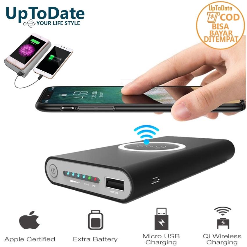 Powerbank Wireless UPTODATE Q1 10000mAh Fast Charger wireless charging pad powerbank Qi Wireless Power bank wireless charger Induktive Wireless charging Pad for all Qi-Compliance SmartPhones Compatible for Smartphone support wireless charger Usb micro m
