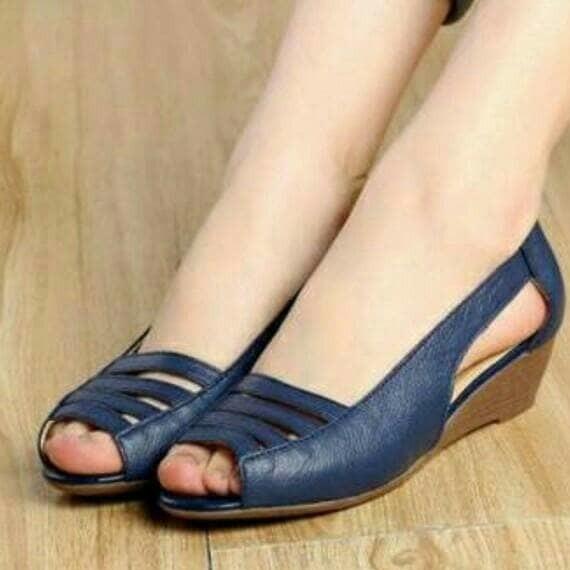 SANDAL WEDGES MURAH - VIOLA NAVY BERKUALITAS