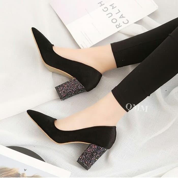 Clarisse - BIG HEELS ARISTI SEPATU WANITA HAK TINGGI CASUAL BASIC HIGH HEELS HAK TAHU SUEDE HITAM