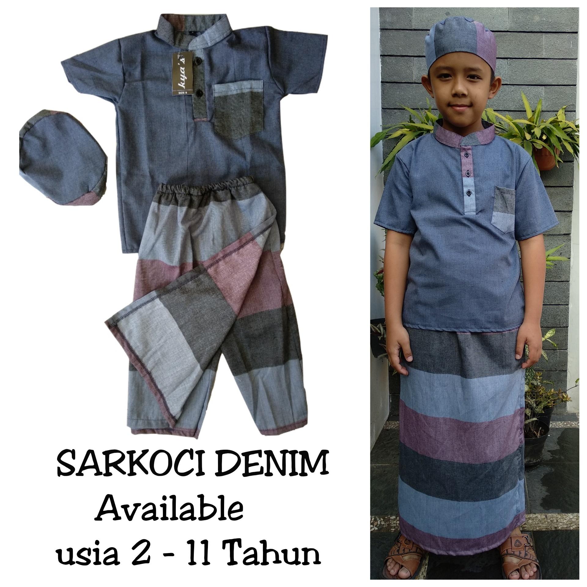 Sarkoci (Sarung Koko Peci) Anak Denim 1-11 Tahun