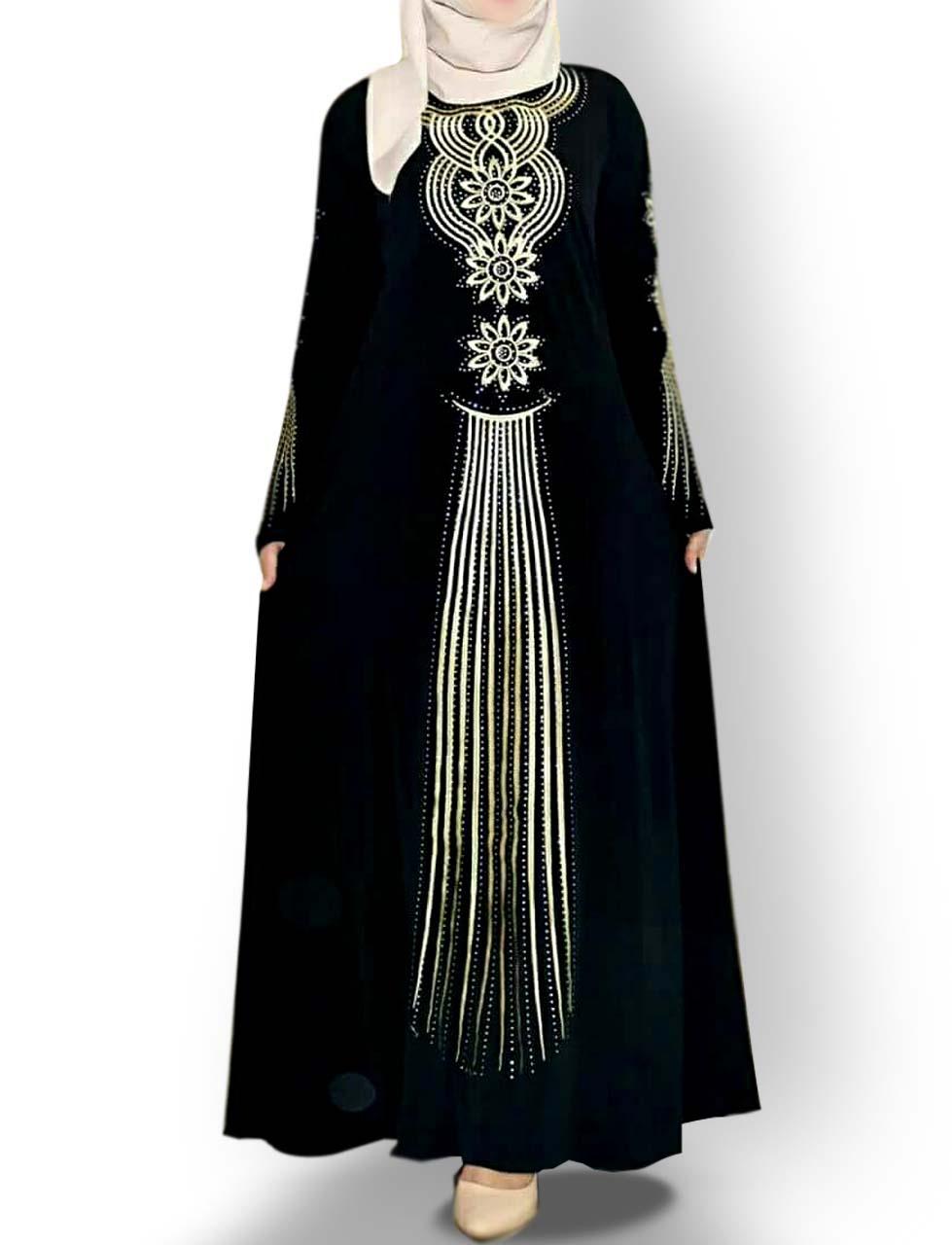 gamis abaya arab hitam bordir muslimah