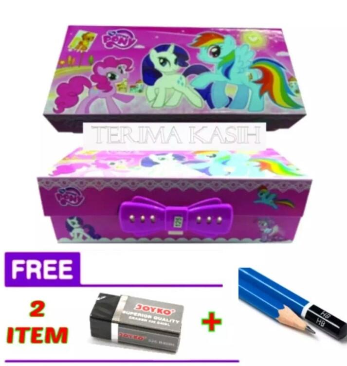 Tempat / Kotak Pensil Karakter KUDA PONI Dengan Kode (CEWEK) + FREE Penghapus + Pensil - DJ
