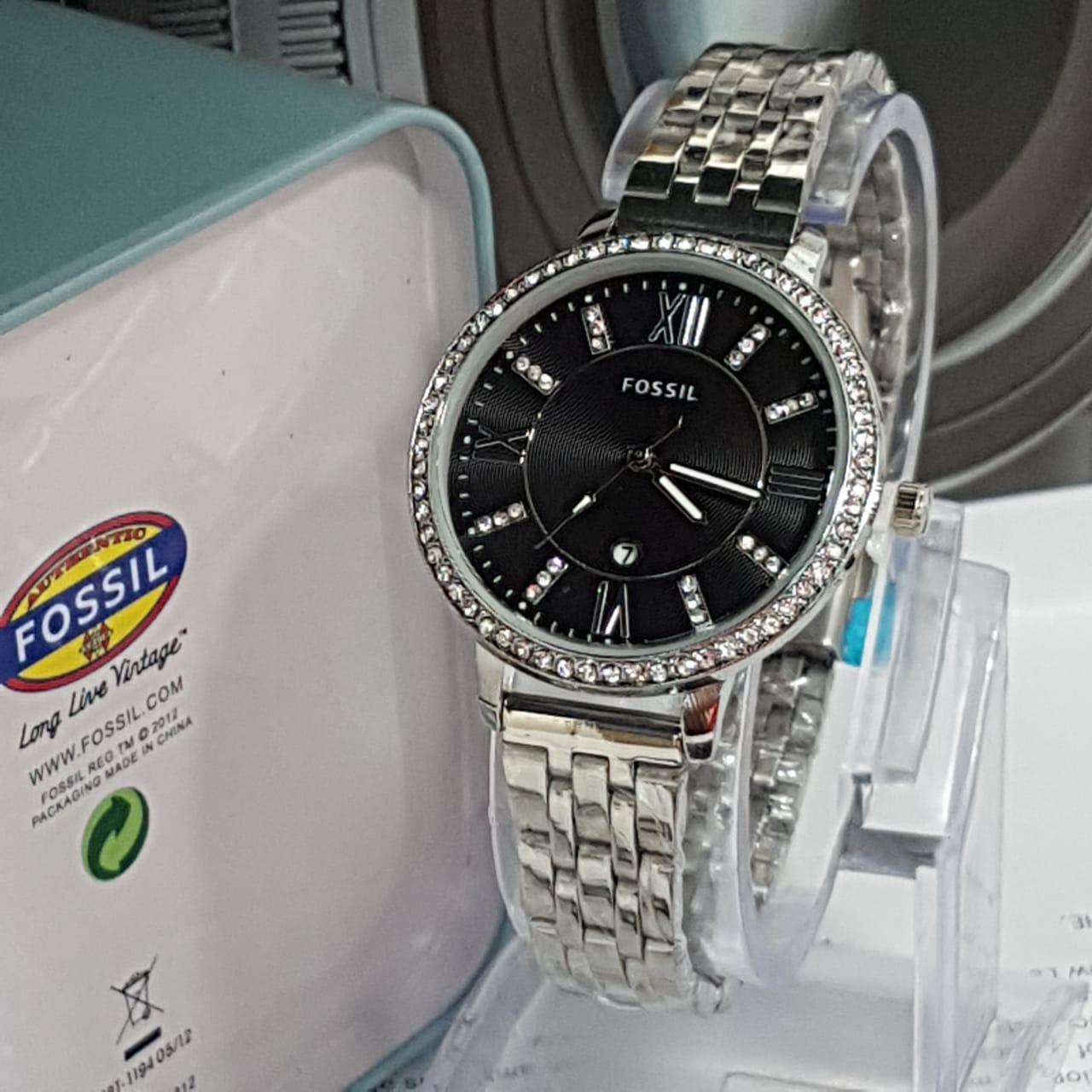 Jam Tangan Fossil Super Stainless Steel Diamond Terbaru - Wanita