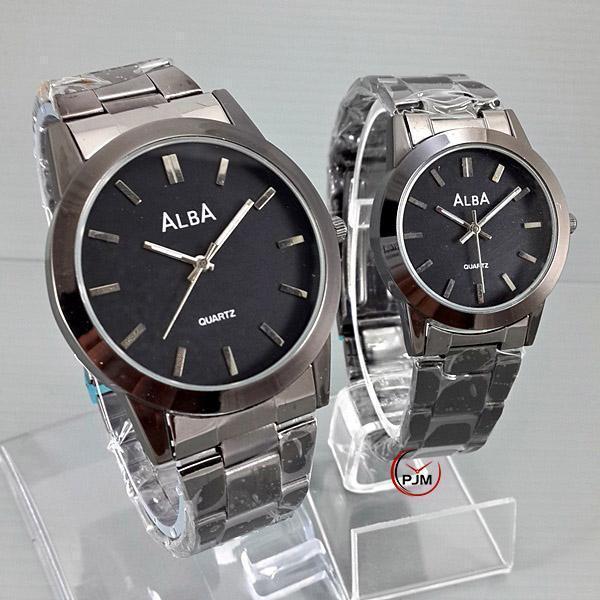 Jam Tangan Couple alba - Pria & Wanita - Tali Rantai Stainless Steel - Terbaru