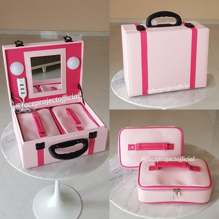 Koper Make Up Case Beauty Case Makeup Kotak Rias Tas Kosmetik Box Baby Pink