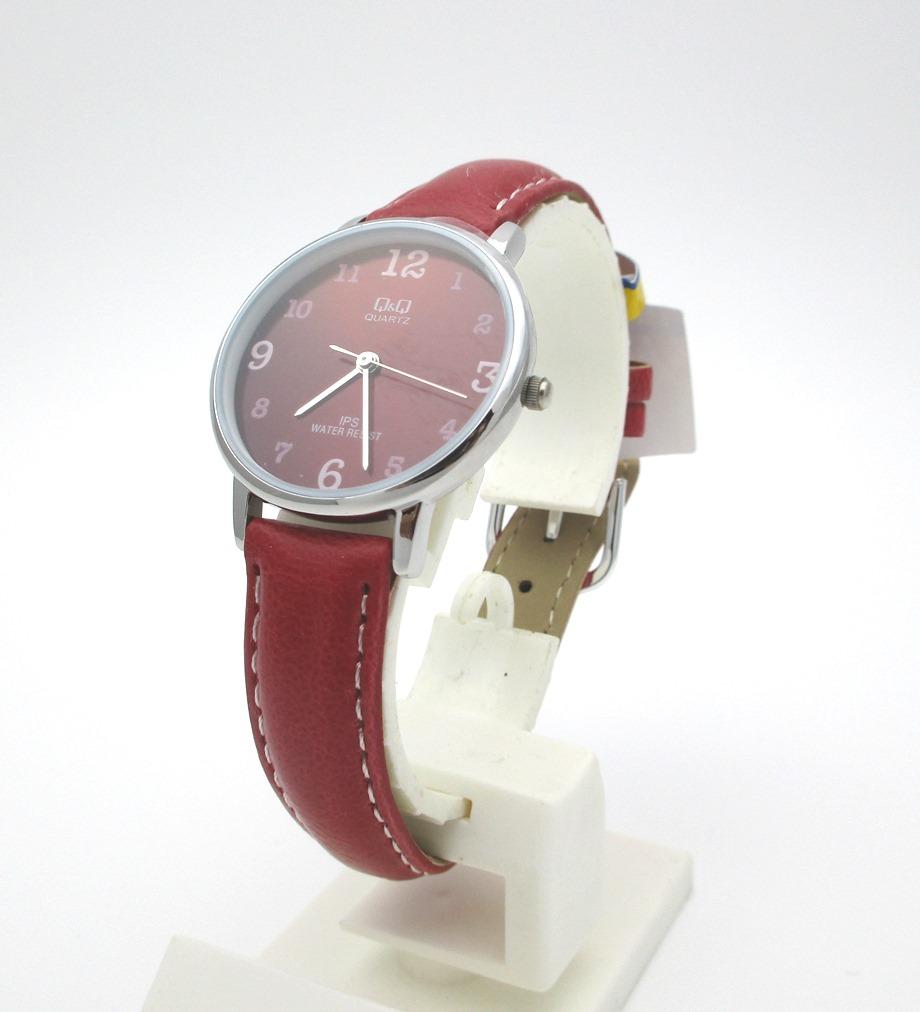 Q&Q QQ QnQ Analog Jam Tangan Wanita - Merah - Strap Kulit - QZ01J335Y Original