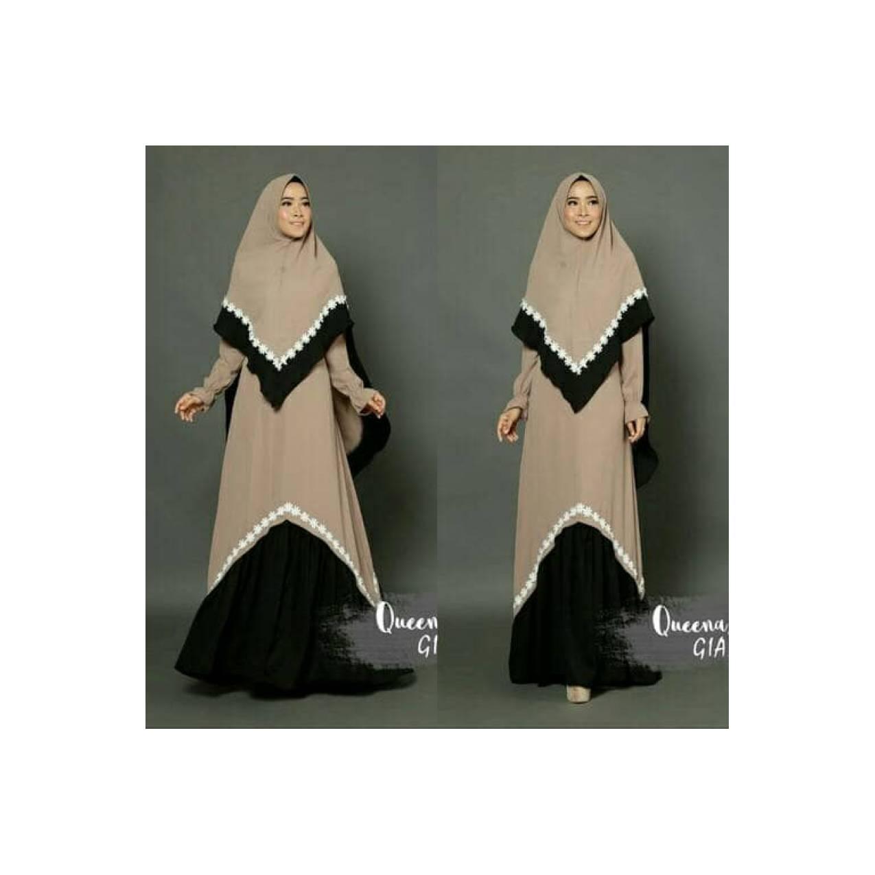 Gamis Cantik Casual Ity Crepe Renda Rambat Premium