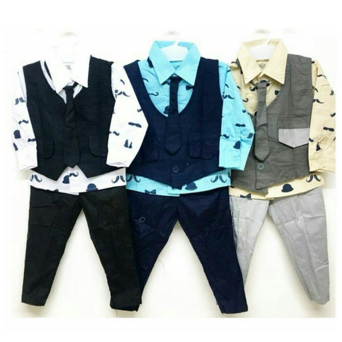 Baju Pesta Setelan Tuxedo Rompi Anak Laki-Laki Kumis / baju anak laki-laki termurah / baju anak berkulitas / baju pesta anak laki-laki