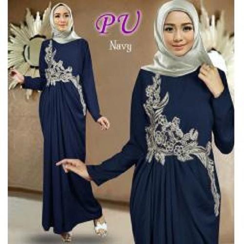 SUPPLIER GROSIR 15646 G14 BAJU MUSLIM MAXI DRESS MAXY SEMI KAFTAN PESTA BUSANA WANITA FASHION MUSLIM SYARI GAMIS CEWEK LENGAN PANJANG MODERN KEKINIAN JAMAN NOW WARNA NAVY MURAH TERMURAH BAHAN WOOLY CREPE