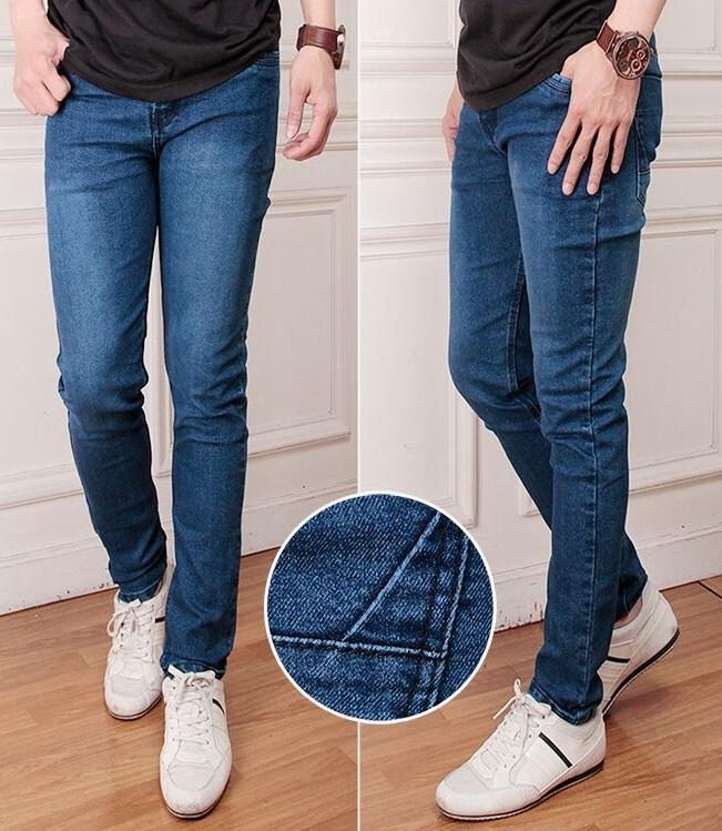 Saroha – Celana Pria Slim Fit - Celana Jeans Pria Model Skinny Pensil Bahan Softjeans Street Ripped - Biru Keren