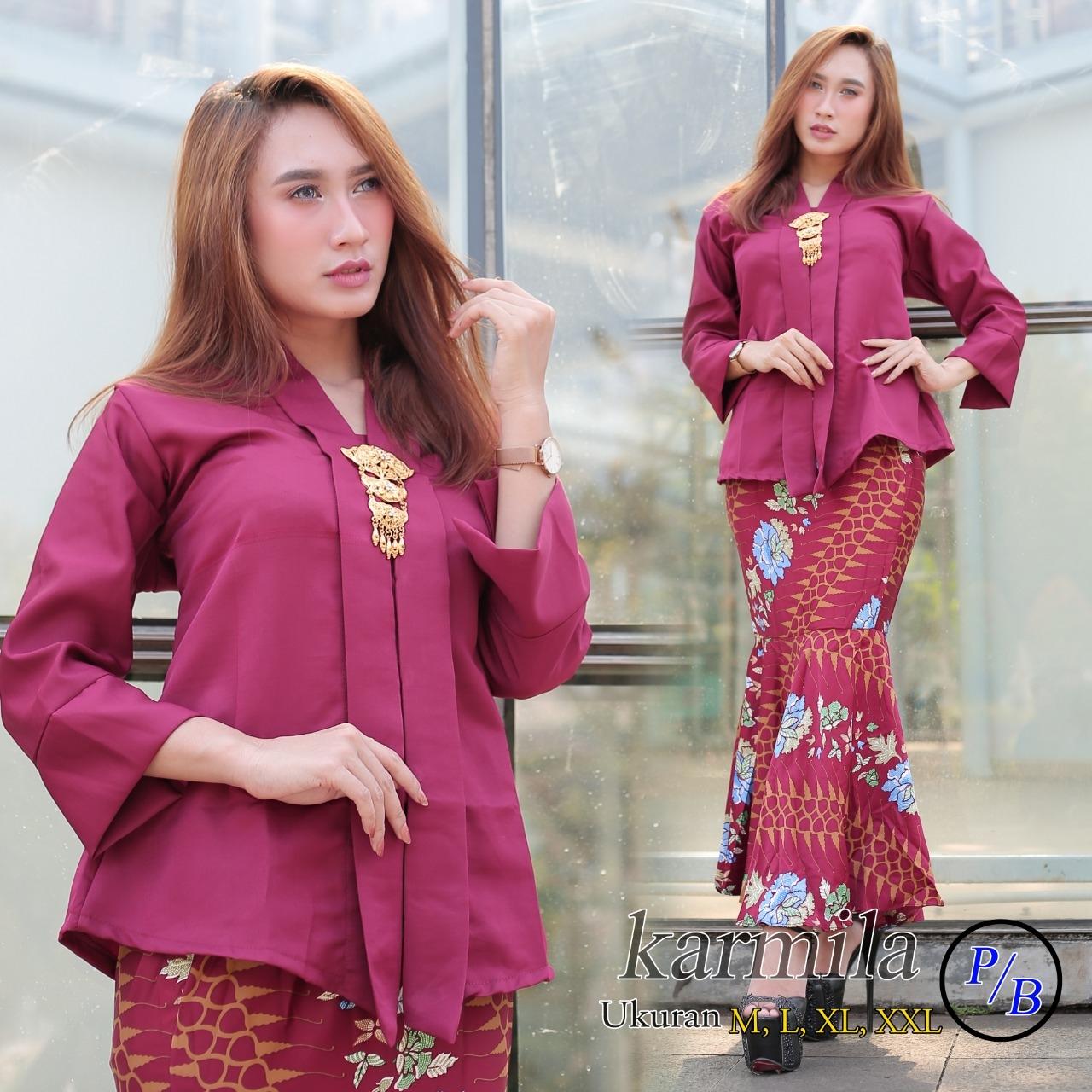 KEBAYA MODEREN KEBAYA PESTA GROSIR KEBAYA ROK DUYUNG MURAH CANTIK JUAL BAJU GROSIR KEBAYA KARMILA WARNA MARON READY SIZE M L DAN XL