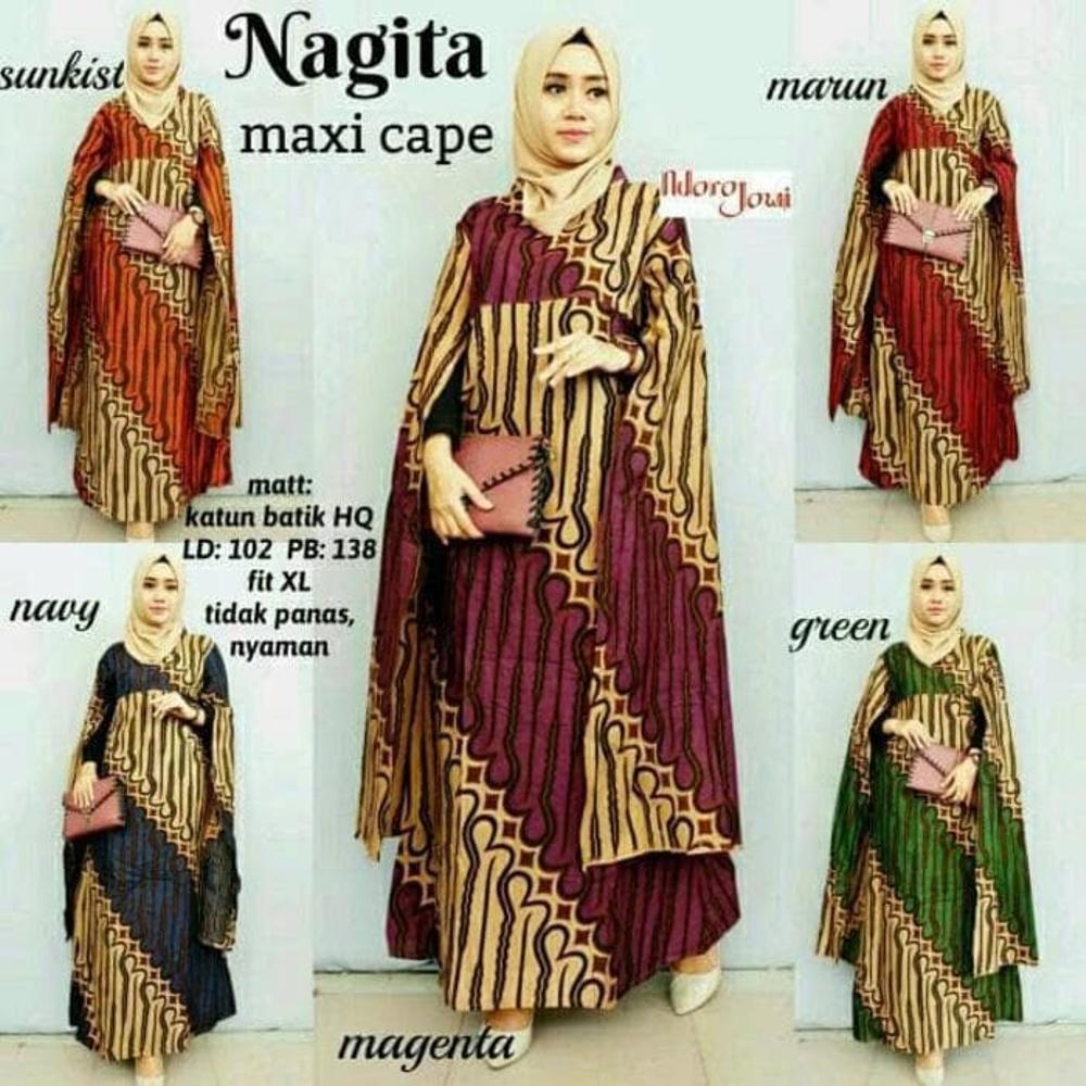 Baju Batik Cape Kaftan Gamis Nagita Parang