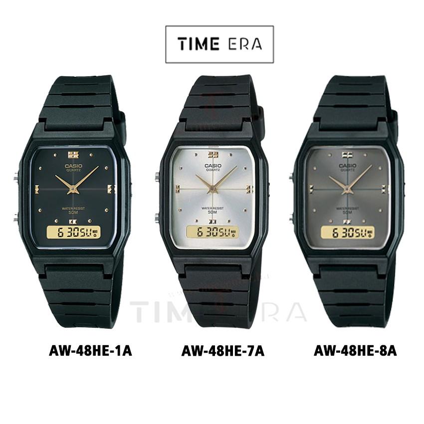 Jam Tangan Casio Original AW-48HE / AW48HE - Wanita - Analog - Dual Time - Karet